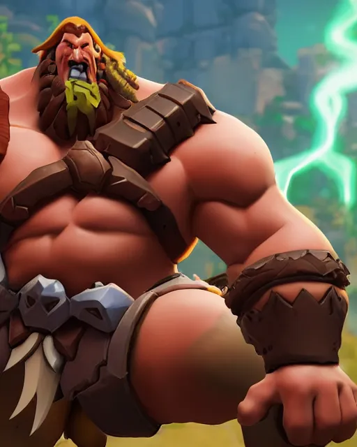 Image similar to hulking barbarian playable hero character in overwatch