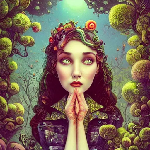 Image similar to !dream Lofi portrait in the garden, Pixar style by Joe Fenton and Stanley Artgerm and Tom Bagshaw and Tim Burton