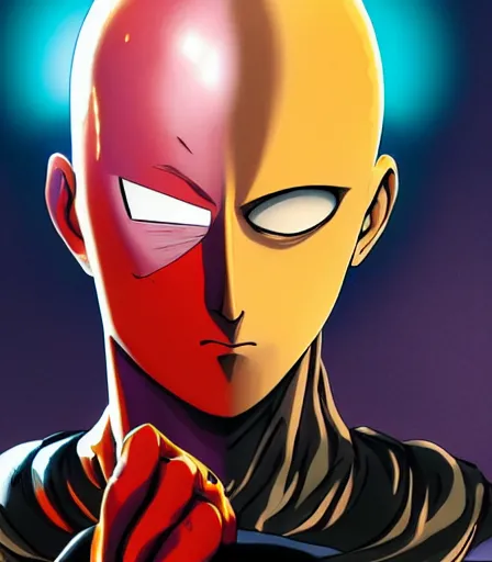 Prompt: Tim Burtons style One Punch Man by Alex Pardee and Nekro and Petros Afshar, and James McDermott,unstirred paint, vivid color, cgsociety 4K