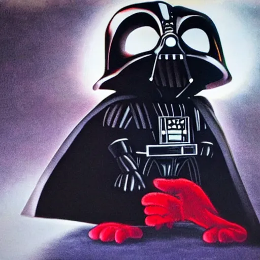 Prompt: elmo is darth vader, trending on devaiantart