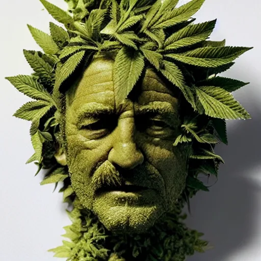 Image similar to robert plant made of marijuana buds and leafs for a head and face 4 k