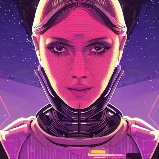 Prompt: portrait of a female android, by Dan Mumford, 4k