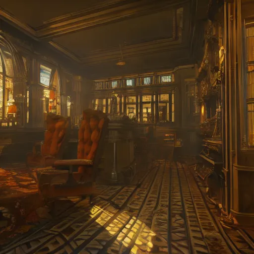 Prompt: futuristic Victorian era interior design artstation, 8k unreal engine