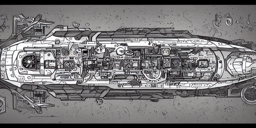 Prompt: A Capsule spaceship underground in the graphic style of Tim Shumate, detailed art, artstation, comic art