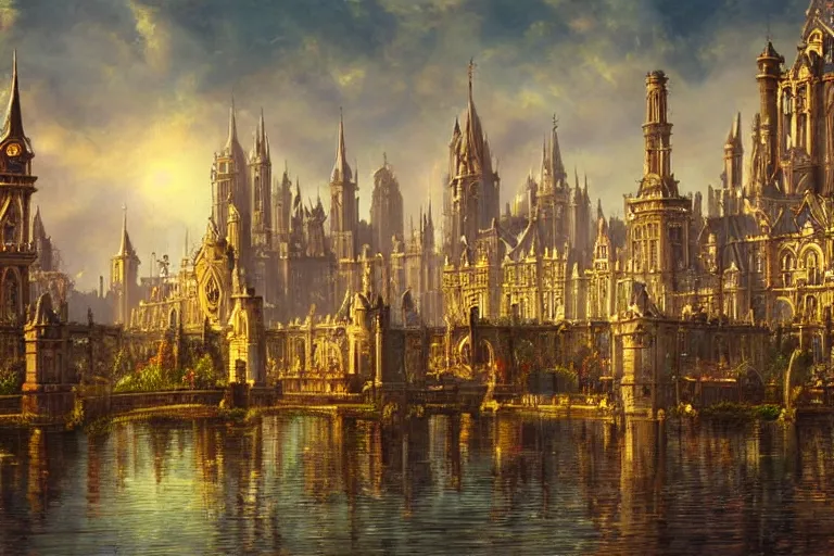 Image similar to a magnificent fantasy city. victorian-style. photorealism.