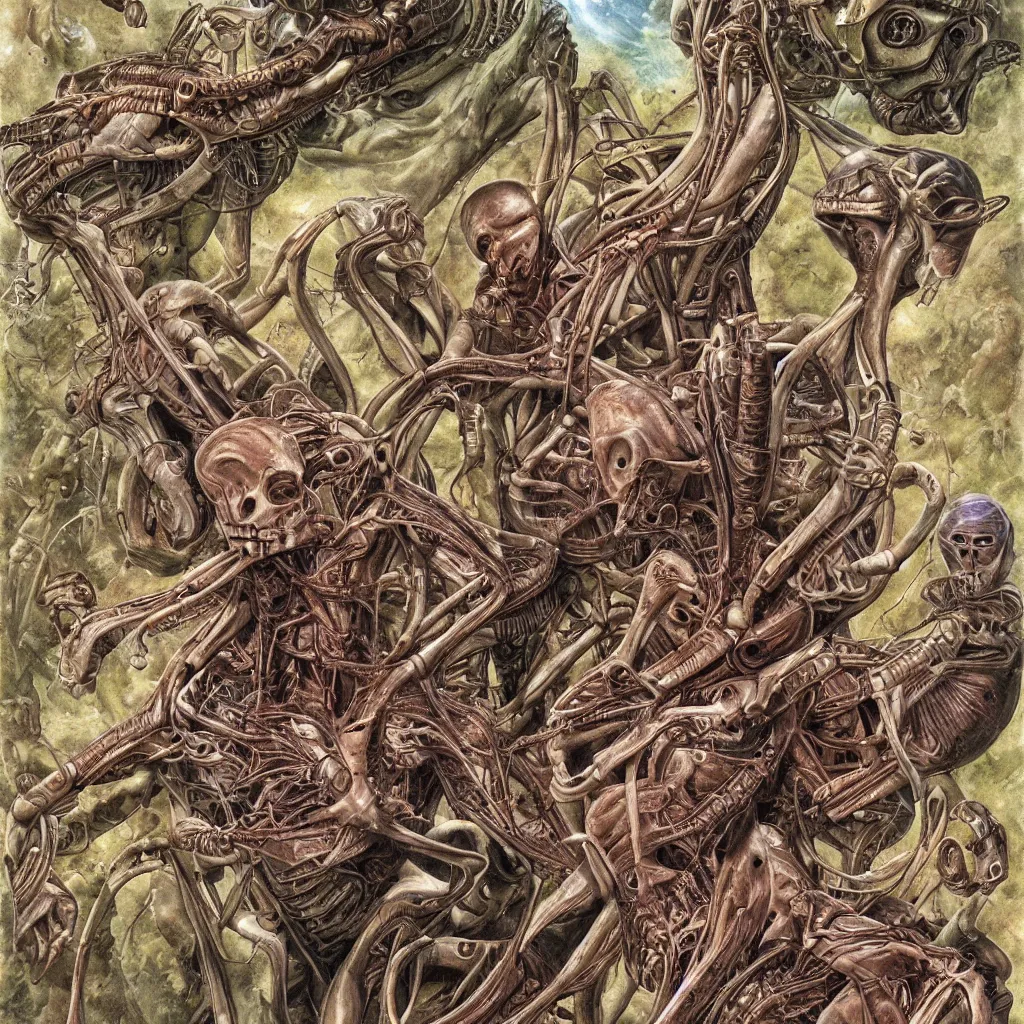 Image similar to anatomical and detailed depiction of alien biology by james gurney