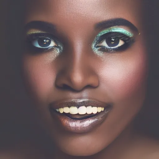Image similar to Photo of a African woman ,bold, self confidence, cinematic, light makeup focus