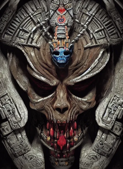 Image similar to digital _ painting _ of _ ah puch mayan god of death _ by _ filipe _ pagliuso _ and _ justin _ gerard _ symmetric _ fantasy _ highly _ detailed _ realistic _ intricate _ port