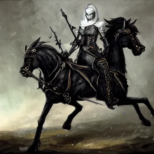 Image similar to a death knight astride a black horse