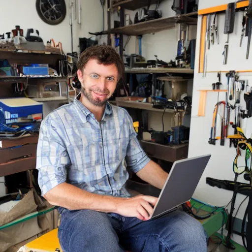 Image similar to hardware engineer in his home workshop
