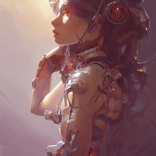 Prompt: ultra realistic illustration, manic robot girl, intricate, elegant, highly detailed, digital painting, artstation, concept art, smooth, sharp focus, illustration, award winning, art by artgerm and greg rutkowski and alphonse mucha