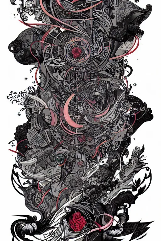 Prompt: tattoo design by kilian eng and james jean