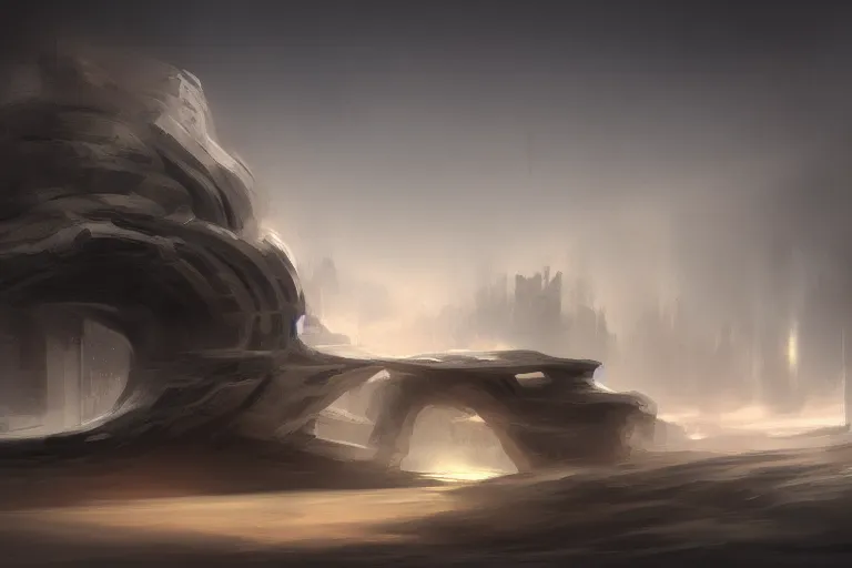 Image similar to futuristic environment with an abstract sculpture, concept art