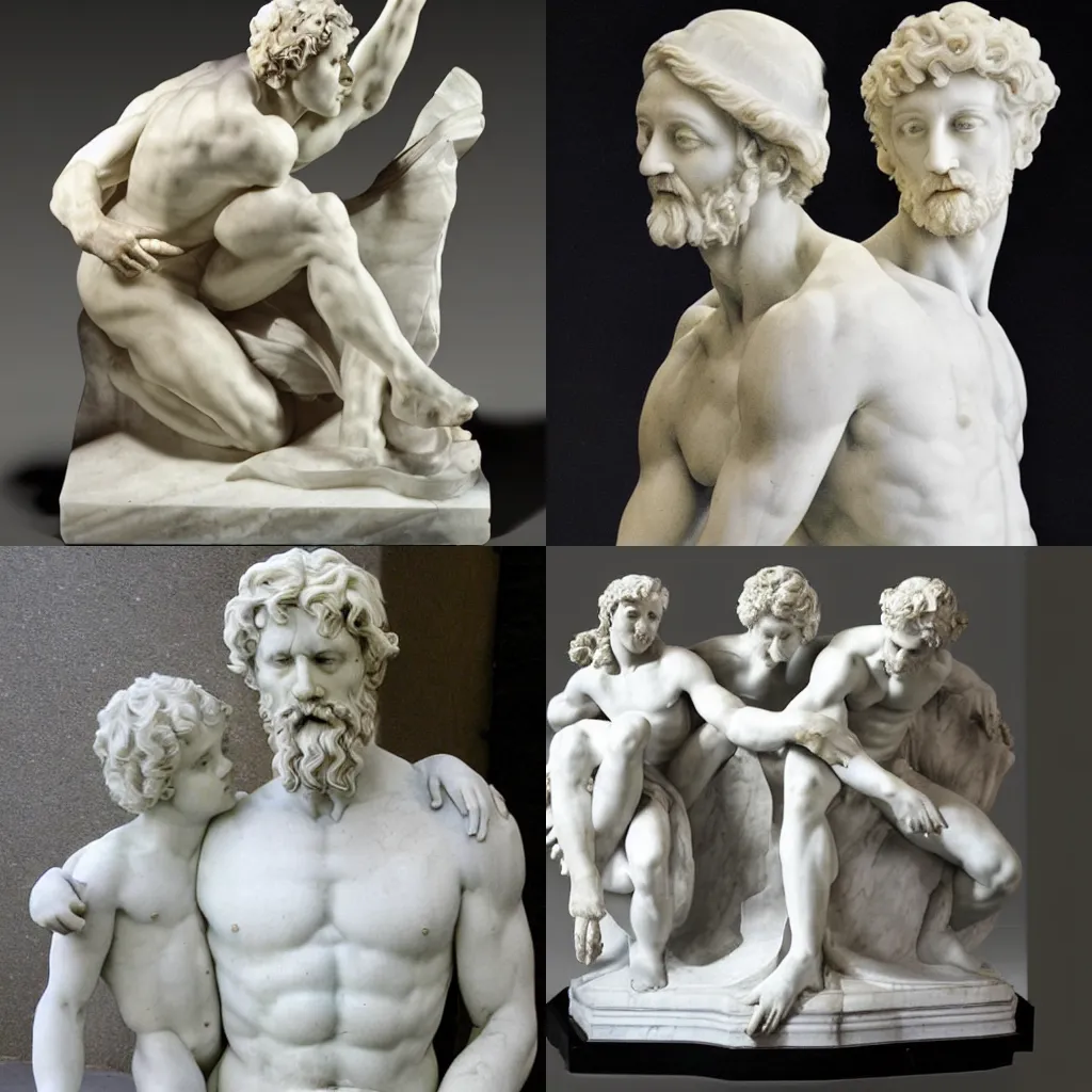 Prompt: marble sculpture by michelangelo