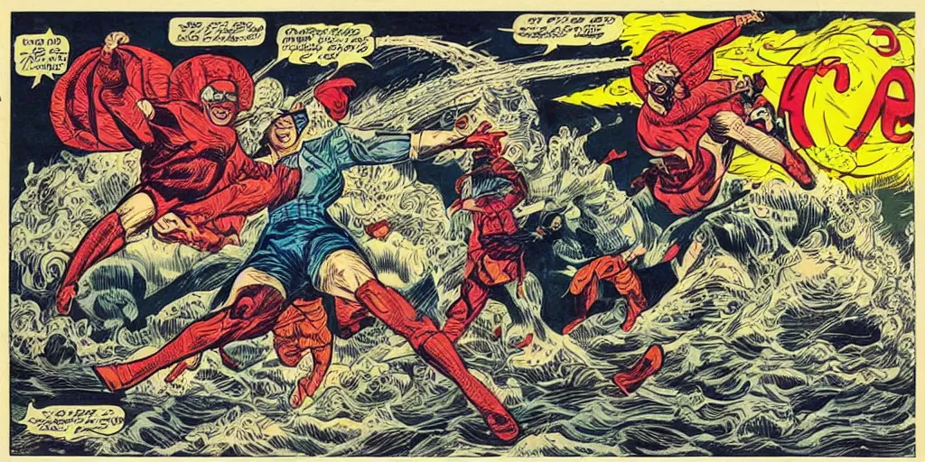 Image similar to a highly detailed beautiful portrait of marsman attacking earth, retro, vintage, comic book seventies