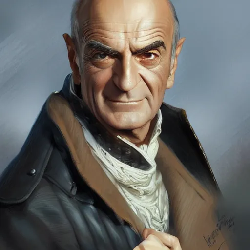 Prompt: Louis de Funès, portrait, headshot, D&D, fantasy, highly detailed, digital painting, artstation, concept art, sharp focus, illustration, art by artgerm and greg rutkowski and alphonse mucha