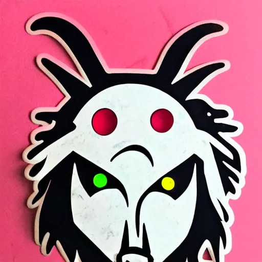 Image similar to die cut sticker, princess mononoke mask, splatter paint