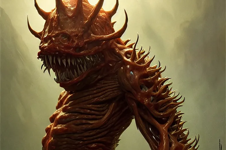 Prompt: creature made out of a humanoid nervous system with large meaty spikes all over the body, cinematic, volumetric lighting, f 8 aperture, cinematic eastman 5 3 8 4 film, photorealistic by greg rutkowski, by stanley artgerm, by alphonse mucha