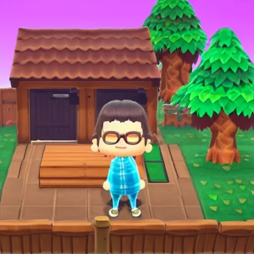 Image similar to a still of Rivers Cuomo from Weezer as a Animal Crossing Villager