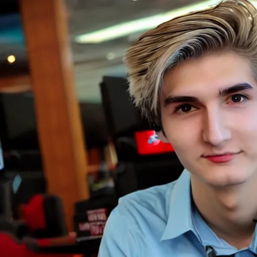 Image similar to really handsome gigachad xqc gigachad gambling : : realistic : : 1 dslr : : 1 - - quality 2