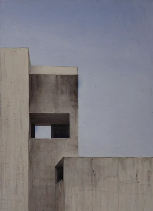 Prompt: a painting of an alejandro aravena building by pezo von ellrichshausen