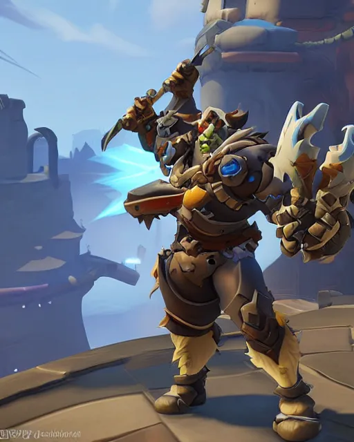 Image similar to orc with sword playable hero character in overwatch