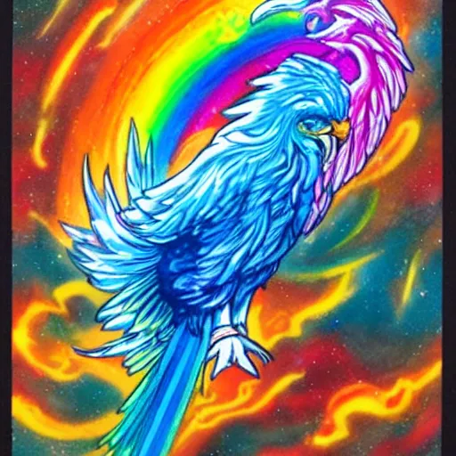 Image similar to rainbow cosmic phoenix