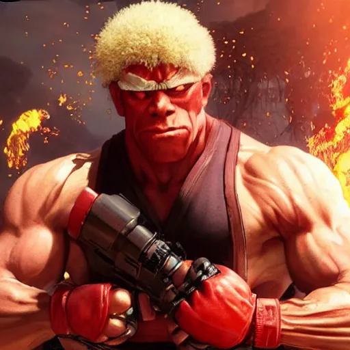 Prompt: ron pearlman as e. honda street fighter, ultra realistic, concept art, intricate details, highly detailed, photorealistic, octane render, 8 k, unreal engine, art by frank frazetta, simon bisley, brom