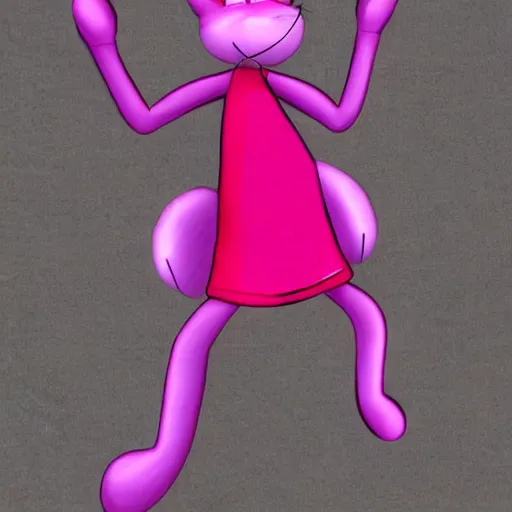 Prompt: pink anthropomorphic cat