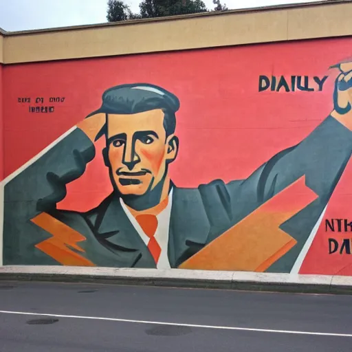 Image similar to a socialist realist mural that only says daily!!!!!!!!