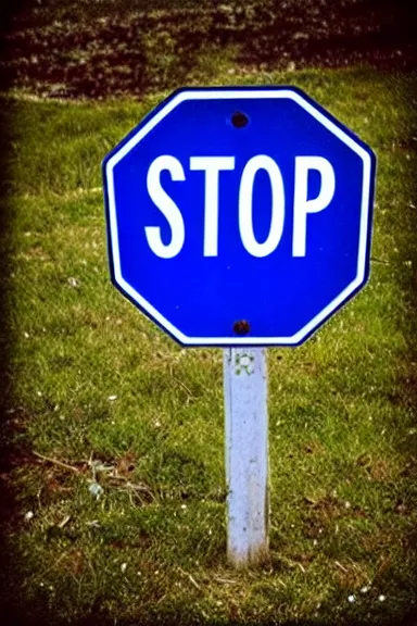 Image similar to “ a blue stop sign ”