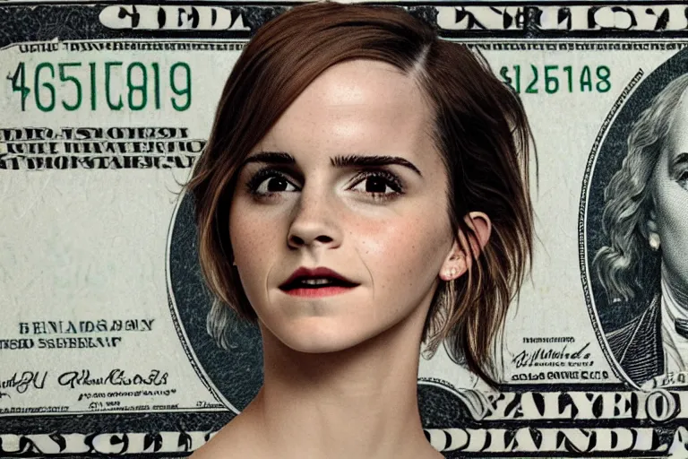 Image similar to emma watson on the american dollar bill