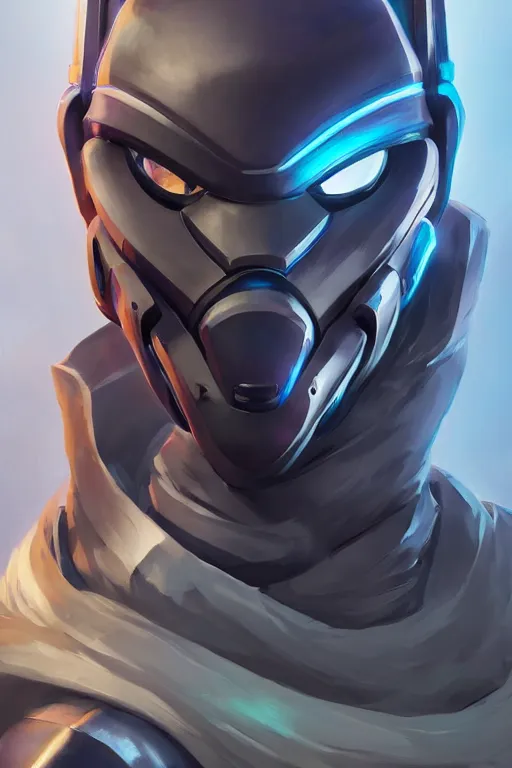 Image similar to epic mask helmet robot ninja portrait stylized as fornite style game design fanart by concept artist gervasio canda, behance hd by jesper ejsing, by rhads, makoto shinkai and lois van baarle, ilya kuvshinov, rossdraws global illumination radiating a glowing aura global illumination ray tracing hdr render in unreal engine 5