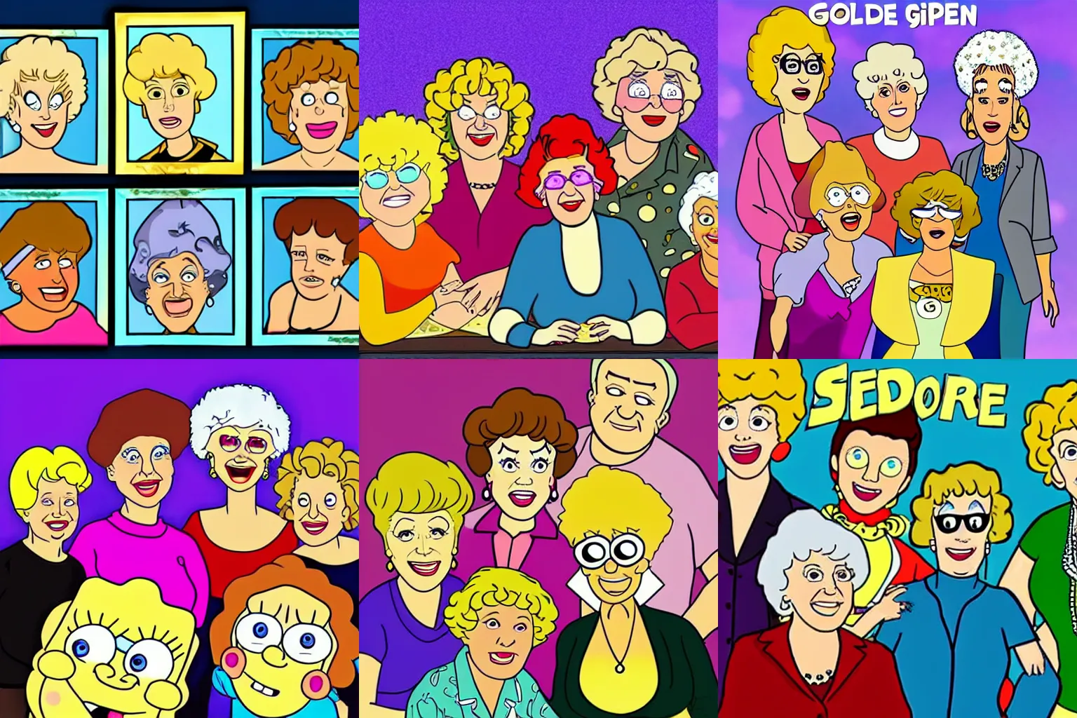 Prompt: Golden Girls in the style of Spongebob