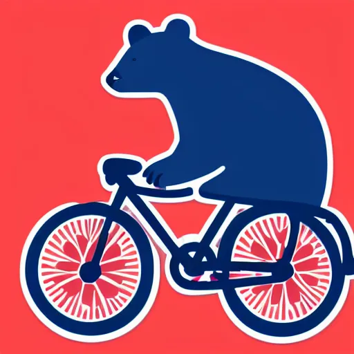 Image similar to Bear riding a small bicycle, sticker, highly detailed, colorful, illustration, drama, smooth and clean vector curves, no jagged lines, vector art, smooth