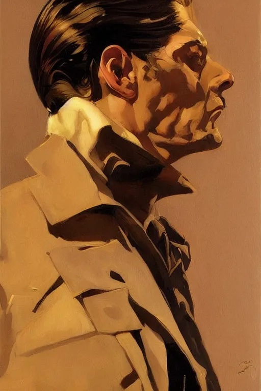 Image similar to dale cooper, painting by jc leyendecker!! phil hale!, angular, brush strokes, painterly, vintage, crisp