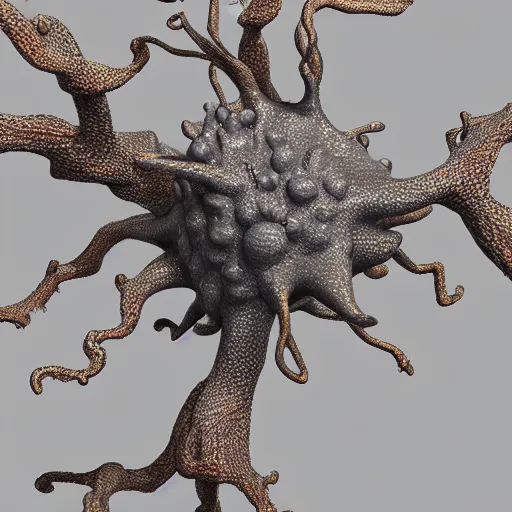 Image similar to neuron dendritic monster, t - pose, hyperrealistic, hyperdetailed, vray, 5 5 mm