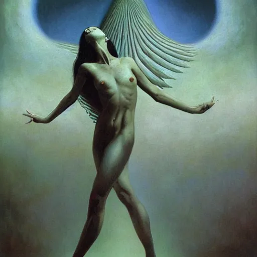 Image similar to an amazing masterpiece of art by gerald brom, Zdzisław Beksiński, ecstasy