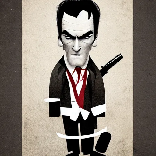 Prompt: an artistic portrait of serious quentin tarantino character design stylized character