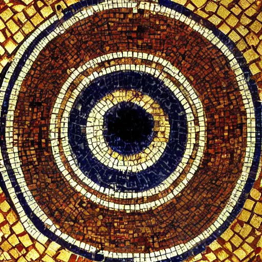 Image similar to medium shot Mosaic of an eye, from Italica, AD 176-275. Archaeological Museum, Seville. Byzantine mosaics, highly detailed, HQ, HD, beautiful, National Geographic,