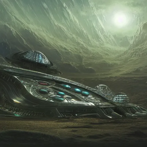 Image similar to alien spaceship landing on earth, night scene, 3 d model, unreal engine realistic render, 8 k, micro detail, intricate, elegant, highly detailed, centered, digital painting, artstation, smooth, sharp focus, illustration, artgerm, tomasz alen kopera, wlop