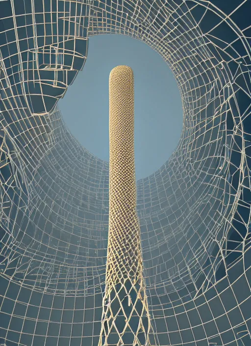 Prompt: highly detailed realistic architecture 3 d render of a spiral stele shukhov tower standing in a city park, archdaily, made in unreal engine 4 octane render