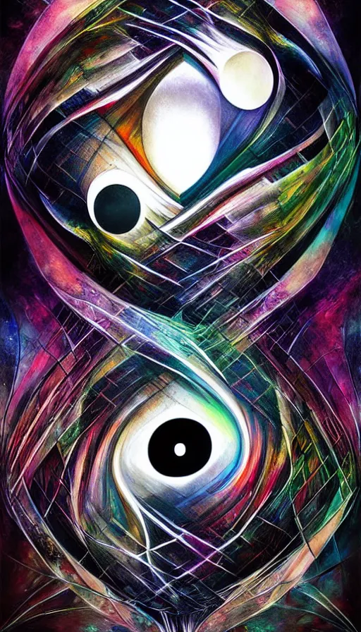 Prompt: Abstract representation of ying Yang concept, by Android jones,