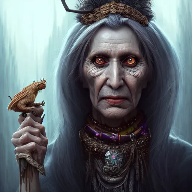 Prompt: epic professional digital portrait art of Baba Yaga 👩‍💼😉,best on artstation, cgsociety, wlop, Behance, pixiv, astonishing, impressive, outstanding, epic, cinematic, stunning, gorgeous, concept artwork, much detail, much wow, masterpiece.