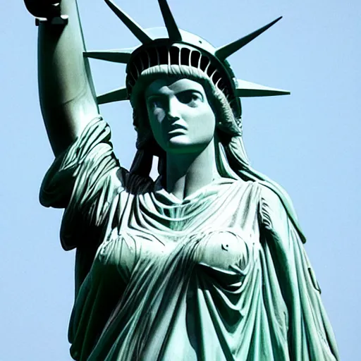 Image similar to megan fox as statue of liberty