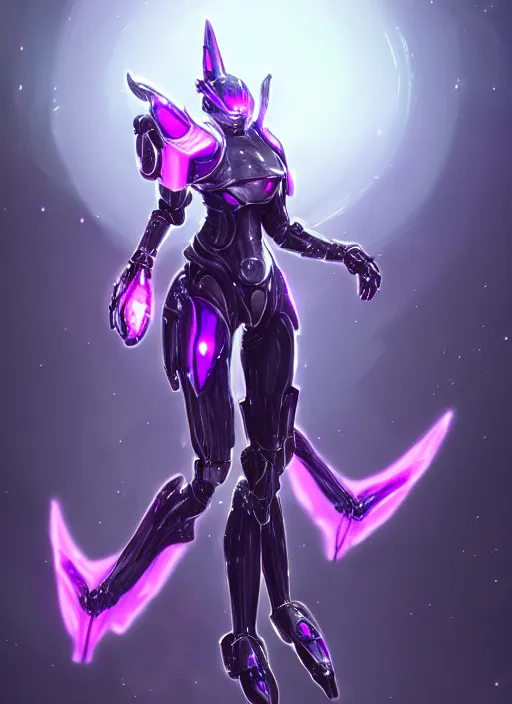 Image similar to cinematic goddess close shot, beautiful stunning anthropomorphic robot mecha female dragon, metal ears, led purple eyes, smooth fuschia skin, smooth silver armor, floating in space, holding a galaxy, epic proportions, epic size, epic detail, furry art, dragon art, giantess art, warframe fanart, furaffinity, octane