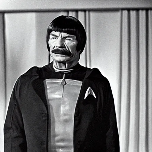 Prompt: a still of Charles Bronson in Star Trek