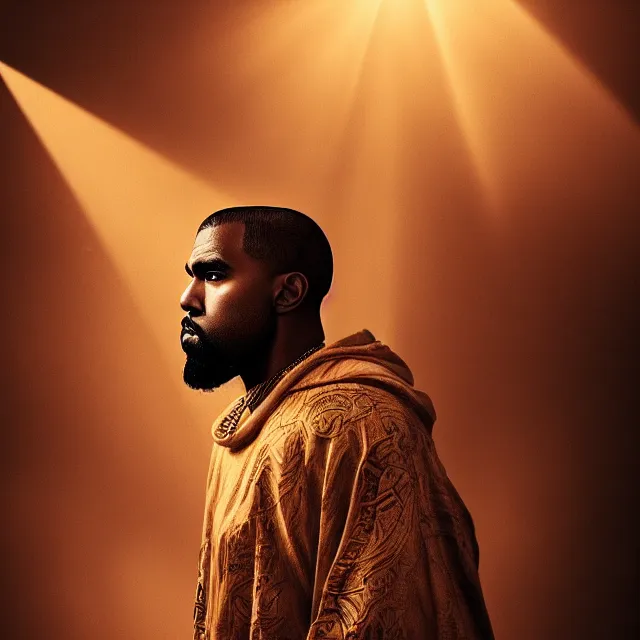 Prompt: majestic gracious egyptian kanye west as god ra portrait, atmospheric lighting, painted, menacing, intricate, volumetric lighting, beautiful, rich deep colours masterpiece, golden hour, sharp focus, ultra detailed, by leesha hannigan, ross tran, thierry doizon, kai carpenter, ignacio fernandez rios