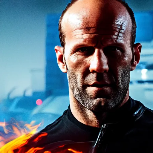 Prompt: Jason Statham as ghost rider 4K detail