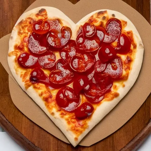 Image similar to heart shaped plain magerhita cheese pizza, 4 - 5 cherry tomata served on a wooden plate, no toppings only cheese ( ( ( no pepperoni ) ) )